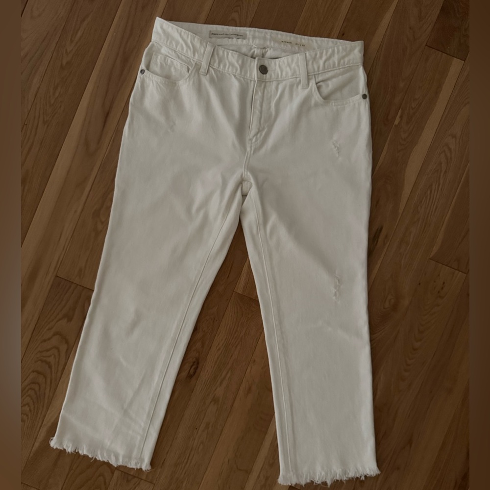 Pilcro Hyphen boy fit crop white jeans